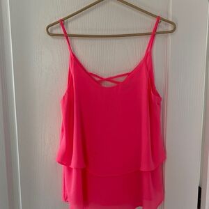 Neon Pink Flounce Tank